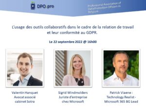 L’USAGE DES OUTILS COLLABORATIFS (TEAMS ET AUTRES) DANS LE CADRE DE LA RELATION DE TRAVAIL ET LEUR CONFORMITÉ AU GDPR